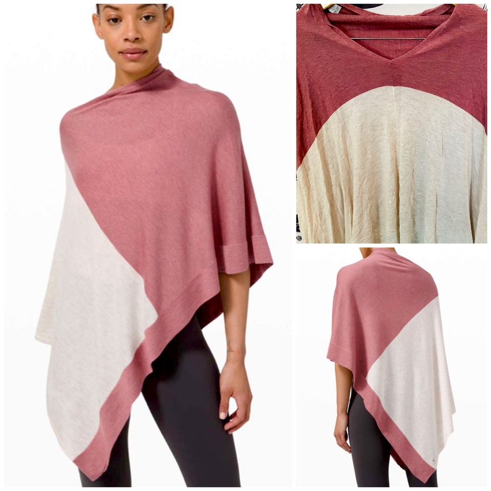 NWT LULULEMON YIN PONCHO ONE SIZE HEATHERED CHERRY TINT DUNE